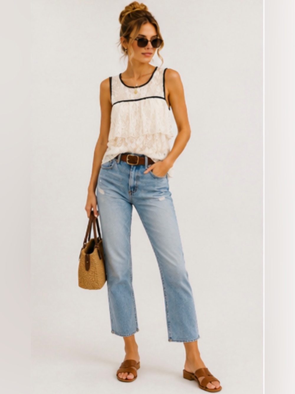Eddie & Maddie Ivory Lace Ruffle Tank Top | NWOT - Picture 4 of 16